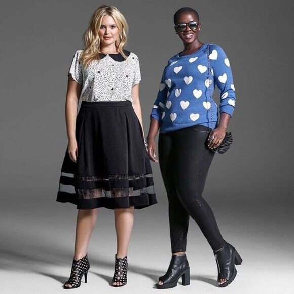 NWT Torrid Heart Print Sweater Blue White Wide Crew Neck Women's Plus Size 2 2X - Picture 12 of 12